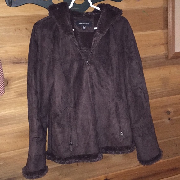Jones New York Jackets & Blazers - Jones New York dark brown faux suede coat